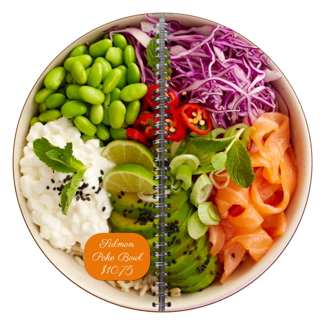 Salmon poke bowl circular menu
