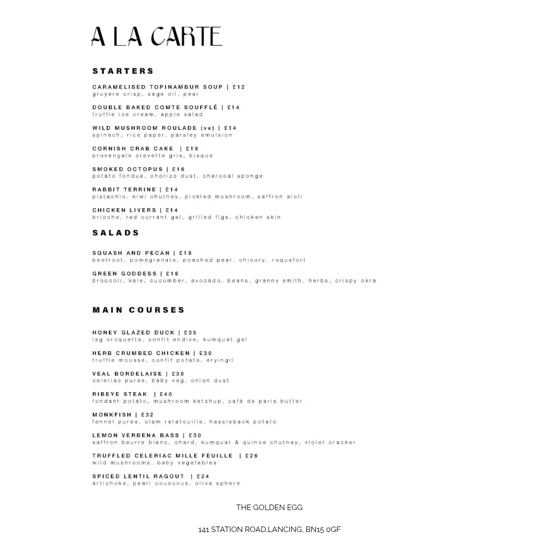 Regular Menu